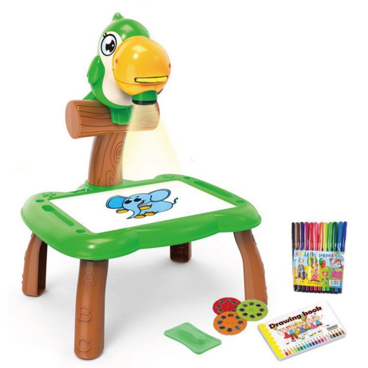 Proiector Desen pentru Copii Brivoo® – Masa Interactiva cu 24 Sabloane, Lumina, Markere Colorate – Set Educativ pentru Dezvoltarea Creativitatii