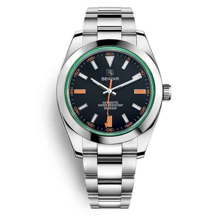 Férfi karóra BENYAR BY-5176, automata, mechanikus, tourbillon, rozsdamentes acél, 5 Bar vízállóság