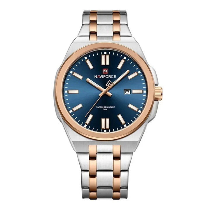Мъжки часовник Naviforce 9226 Silver-Rose – бизнес дизайн, множество функции, удароустойчив, водоустойчив до 3 атм