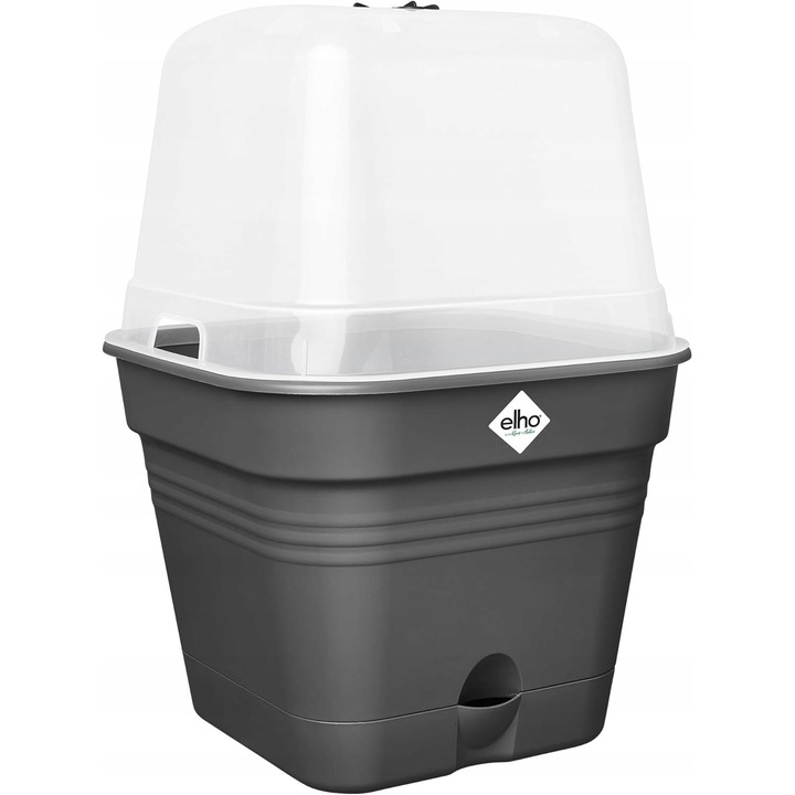 Ghiveci standard Elho, patrata, plastic reciclat, 15x15x12.1cm, 1.7L, gri