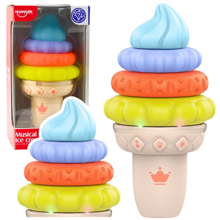 LEAN Toys oktató zenélő játék, többszínű, 16.5x9cm, színes elemekkel