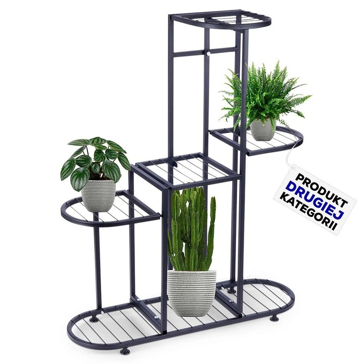 Метална стойка за цветя B2X, черна, 5 нива
