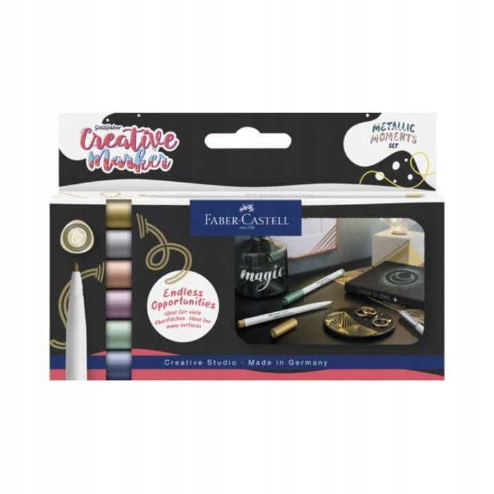 Комплект 6 маркера Faber-Castell Gofa 1.5 Металик, връх 1.5мм, за творчески проекти, оригинална опаковка