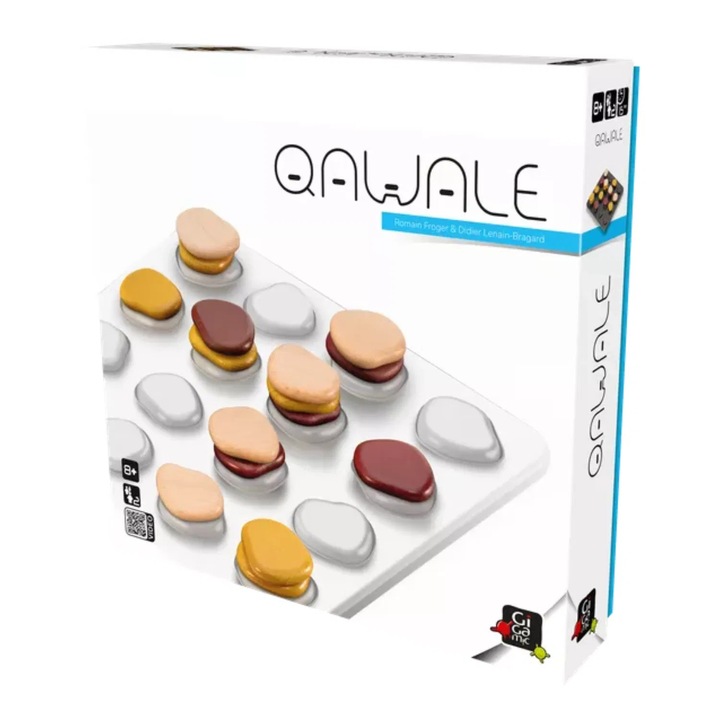 Joc de societate, Gameology, Qawale Clasic, 2 jucători, tabla din lemn, set, 24 discuri, 3 culori
