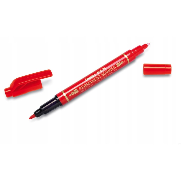 Постоянен маркер Pentel N75W, червен, двоен връх, 0.4x0.9мм
