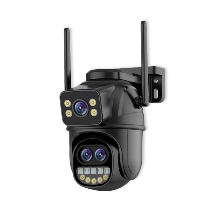 WiFi Камера Domov A33H с двоен екран 3x 3MP и 8x Оптичен Zoom, ICSee, Черна