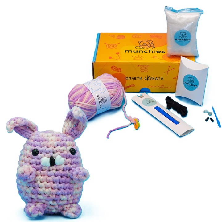 Set de tricotat de la MUNCHIES, potrivit pentru începători, cu lecții video incluse în bulgară pentru stângaci și dreptaci