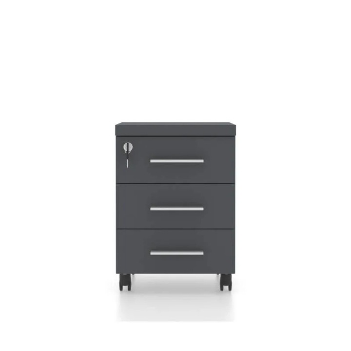 Birou Doxa Rollbox cu 3 sertare, antracit, 400x450x570mm