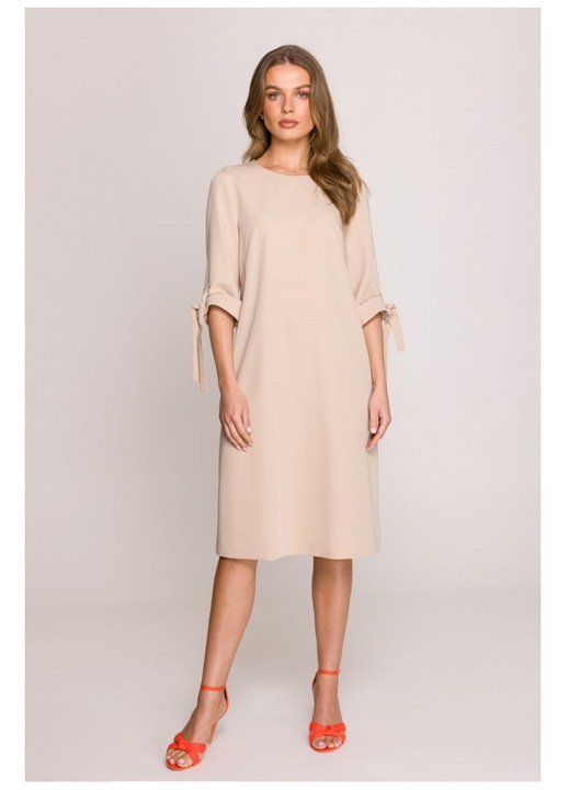 Női midi ruha, Stylove, Plotmira, bézs, XL