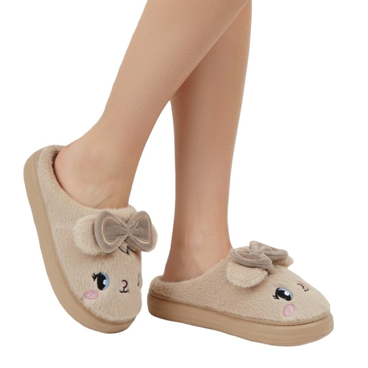 Papuci de casa pufosi si haiosi L679maro 122244, Maro, 36-37