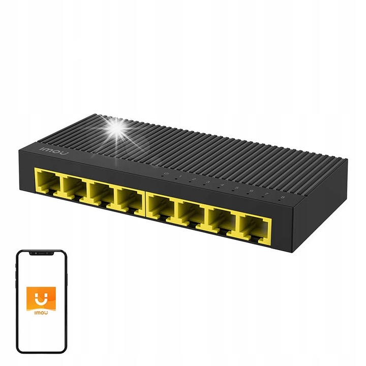 Суич LAN 8-портов IMOU SG108C, 10/100/1000 Mbps, Plug & Play, 133.2x62x21mm, 79g