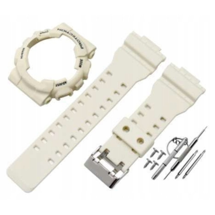 Curea si etui pentru ceas Casio G-SHOCK GA-100 GA-110 GD-100, alb