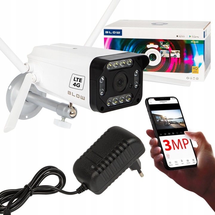 4G камера за наблюдение H-443, 3MP, IR 25м, IP66, пълен комплект