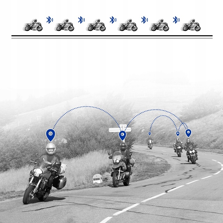 Intercom motocicleta, Fodsports FX6, 6 persoane, IP65, raza 1000m