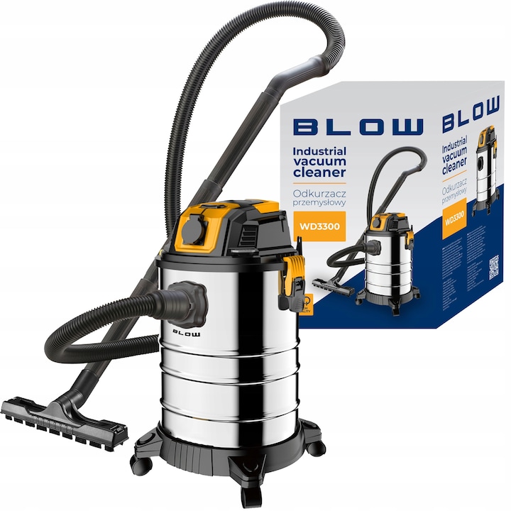 Aspirator industrial Blow WD3300, 25L, 1300W, 17kPa, functie suflanta, utilizare umeda si uscata
