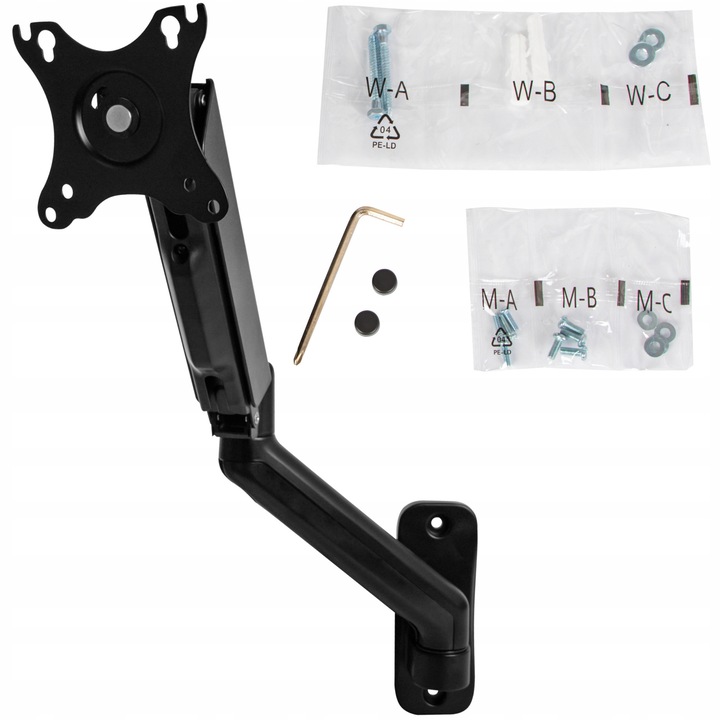 Suport de perete reglabil pentru monitor 10-32", Blow, negru, capacitate 9kg, set complet