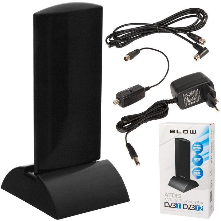 Активна телевизионна антена Blow ATD15, UHF/VHF, 18dB, 23,5x10,5x2см, пълен комплект