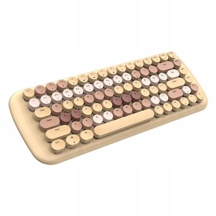 Tastatura mecanica MOFII ROMI, 84 taste, Bluetooth 2.4G, culoare maro, dimensiuni 351,6x134,6x36,8mm