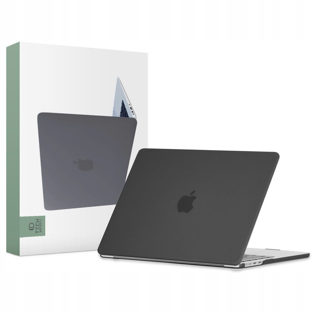 Etui Tech-Protect Smartshell pentru Apple MacBook Air 13, negru mat, set 1x etui