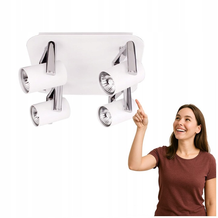 Spot LED Aplicat Italux Bland, Alb Mat, 4 Puncte de Lumina GU10, 25x25x14.4cm