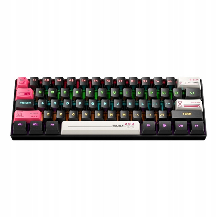 Механична клавиатура Onikuma G55, компактна, RGB подсветка, черна, 61 клавиша, 29x10,1x4см