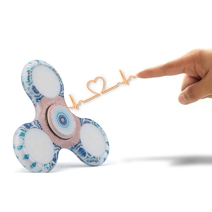 Spinner de degete triunghiular cu LED-uri, culoare aleatorie, jucărie interactivă, material ABS