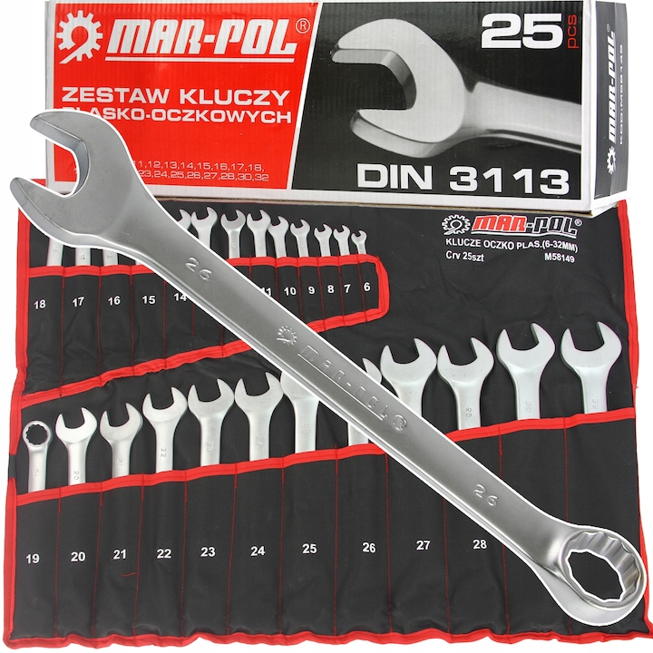 Set Chei Fixe Inelare 25 buc. 6-32mm, Mar-Pol, cu husa