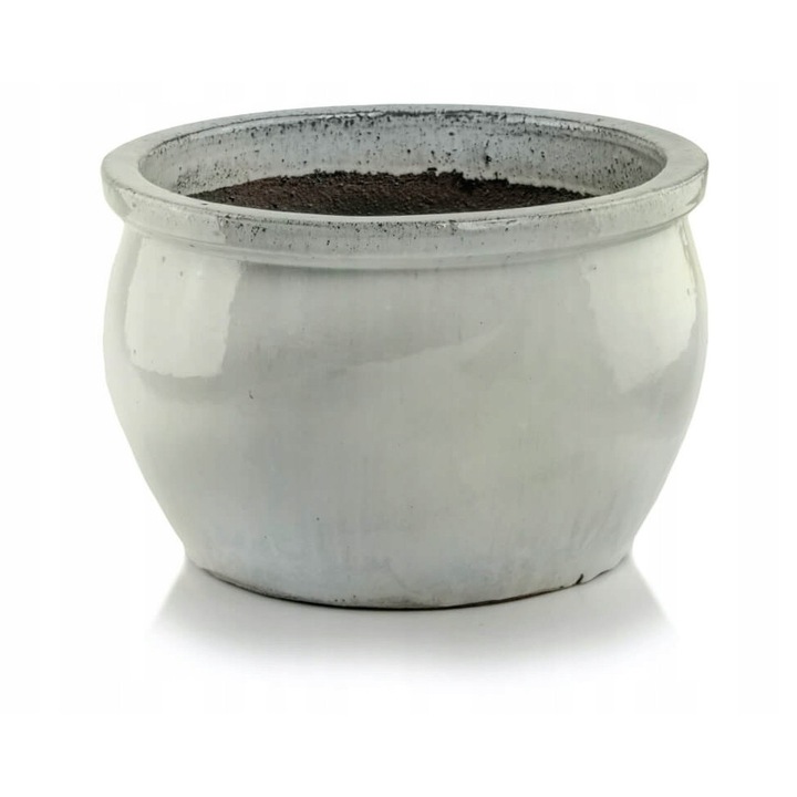Oală de Grădină Polnix 38x25cm, crem-gri, din ceramică, rezistentă la îngheț