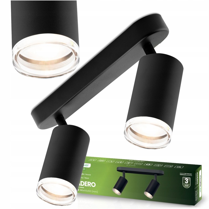 Spot LED Adero 2x GU10, negru, IP44, aluminiu, 26x16.7x5.4 cm