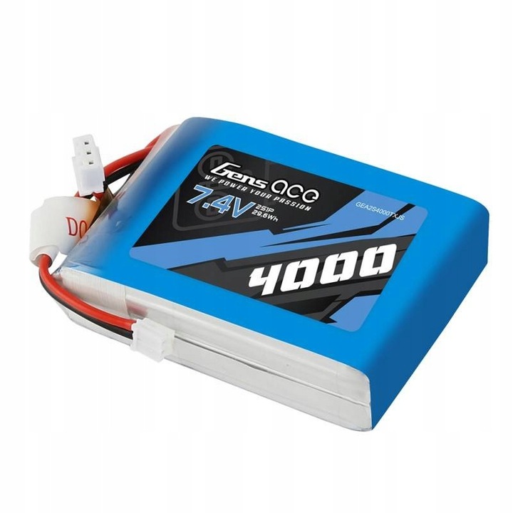 LiPo батерия Gens Ace 4000mAh 7,4V 2 клетки 72x52x20mm, 148гр