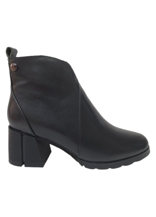 Botine dama Angel Blue piele naturala negre, toc gros, 37 EU