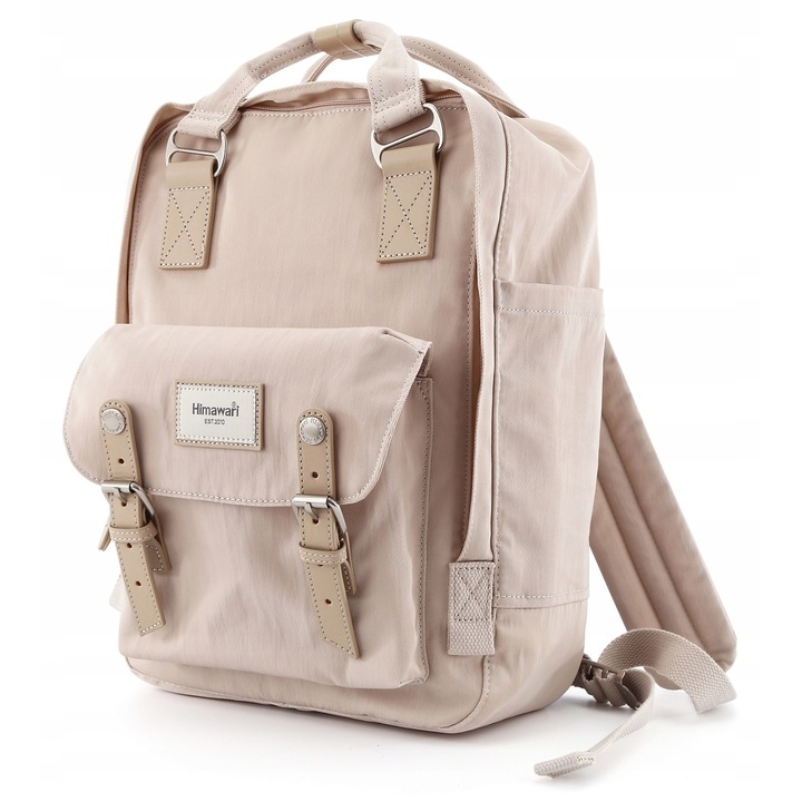Rucsac multifunctional Himawari, pentru laptop 14", impermeabil, bej, 38x28x15cm