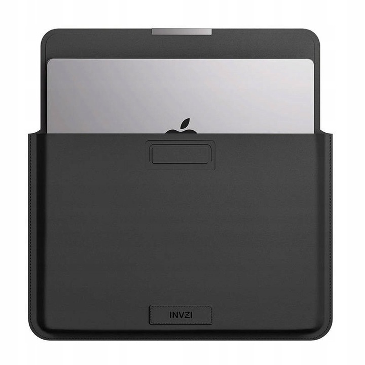 Etui din piele INVZI pentru MacBook Pro/Air 15''/16'', negru, cu functie de suport