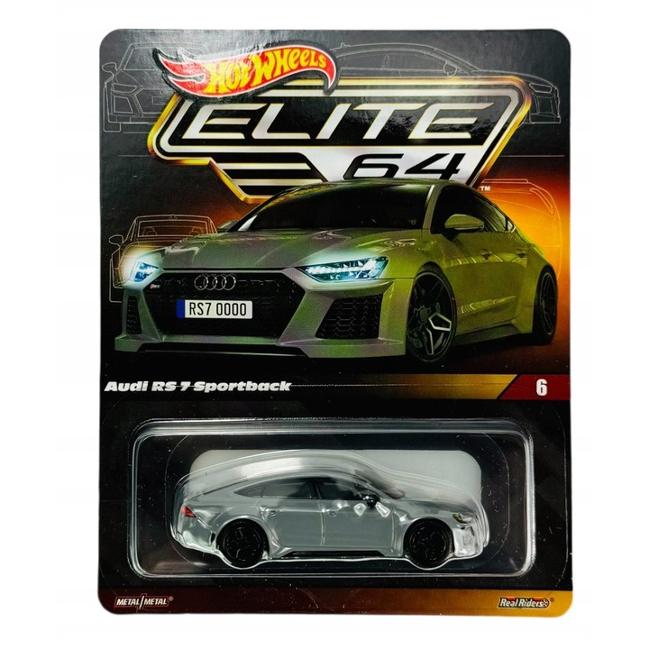 Masinuta Audi RS7 Sportback, Hot Wheels Elite 64, 1:64, metalica, roti din cauciuc