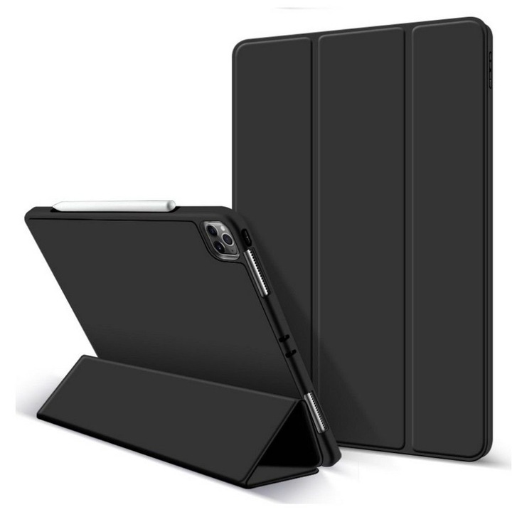 Set Etui SmartCase cu suport pentru Apple Pen si sticla temperata Hofi Glass Pro+ pentru iPad Pro 11, negru