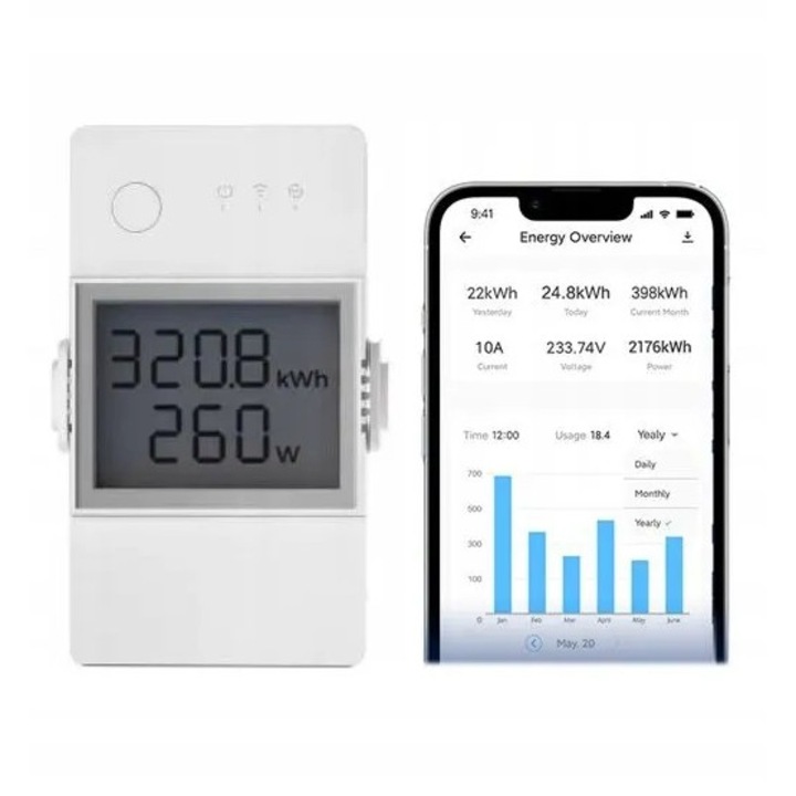 Sonoff POWR316D okos relé Wi-Fi fogyasztásmérés 16A fehér 9.8x5.4x3.1cm