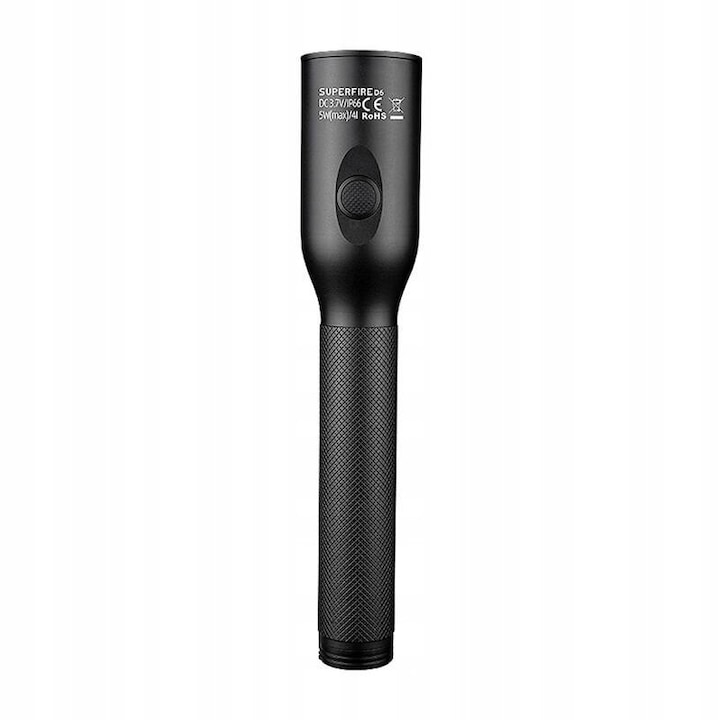Фенер Superfire D6, 220 лумена, 4 режима на осветление, водоустойчив, 42x210 мм, комплект с USB-C кабел и връзка