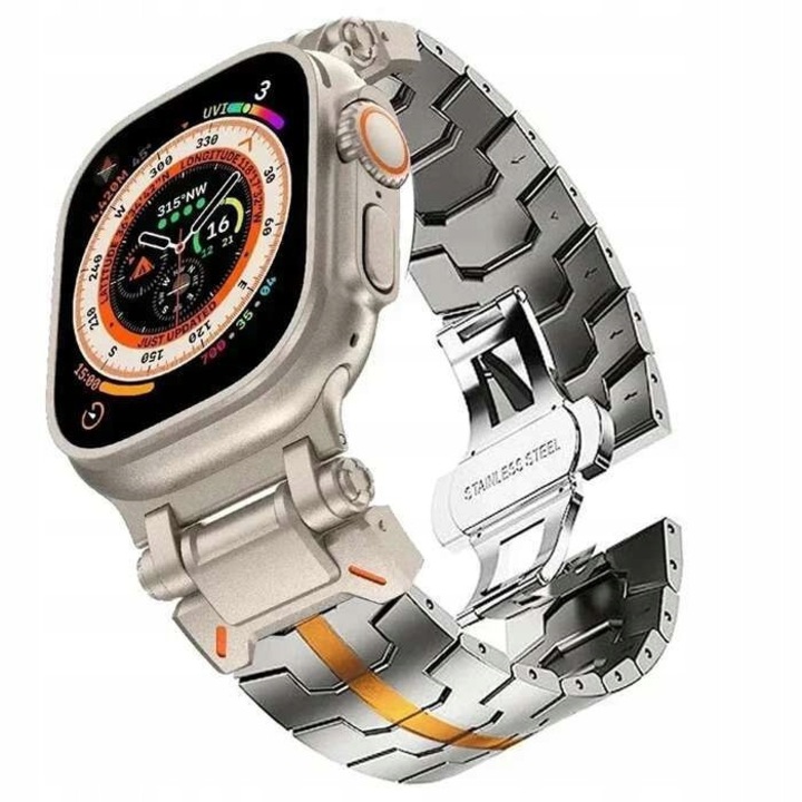 Комплект титаниева каишка за Apple Watch 1/2/3/4/5/6/7/8/9/SE/Ultra/Ultra2 42/44/45/49mm, оранжева, 62гр