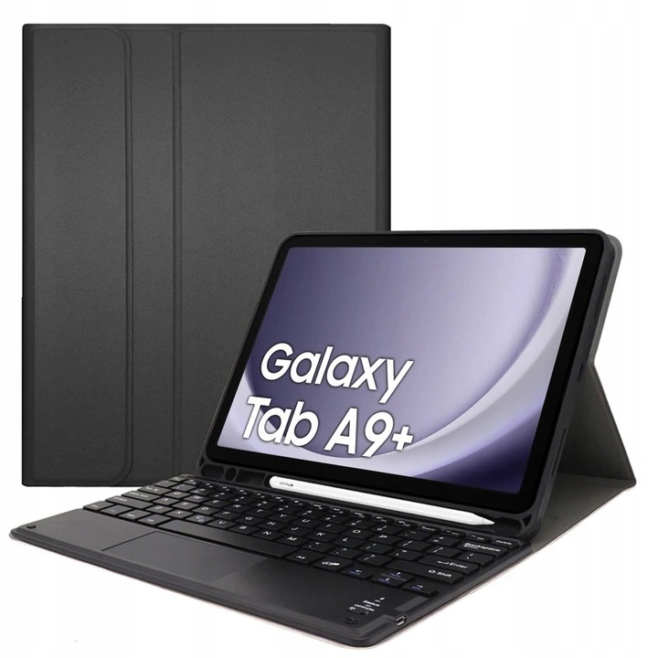 Husa cu tastatura wireless si Touchpad pentru tableta, compatibil cu Samsung Galaxy TAB A9 PLUS, negru