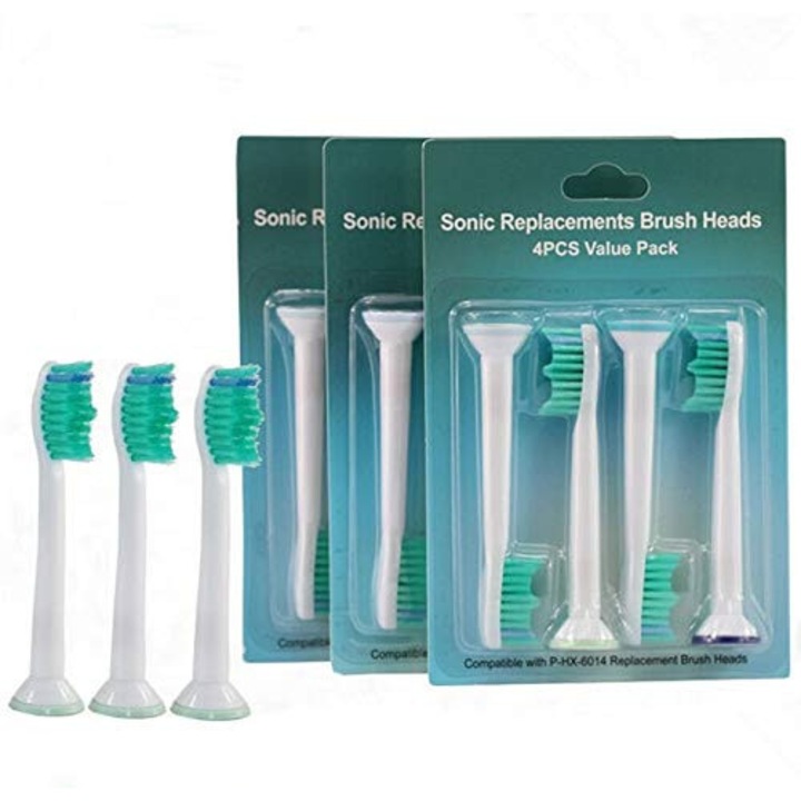 Резервни глави, 4 броя меки, съвместими с Philips Sonicare, ProResults апарат, LRTM, PHX-6014, бели