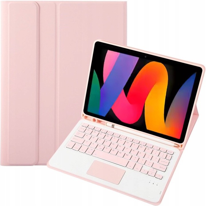 Husa cu tastatura Bluetooth si Touchpad pentru tableta, compatibil cu Xiaomi Pad 7/7 PRO, roz