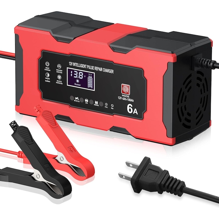 Autó akkumulátor töltő, automatikusan beállítja a töltést az optimális teljesítmény érdekében, beépített biztonsági funkciók a megbízható és biztonságos töltéshez, téli és nyári két évszakos üzemmód - EMERGIX JOIRIDE®