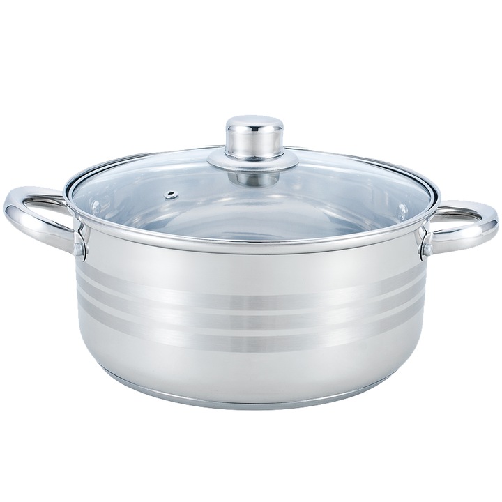 Oală TOO KT-215 de 3 L cu capac, vas de bucătărie din oțel inoxidabil de 20 cm