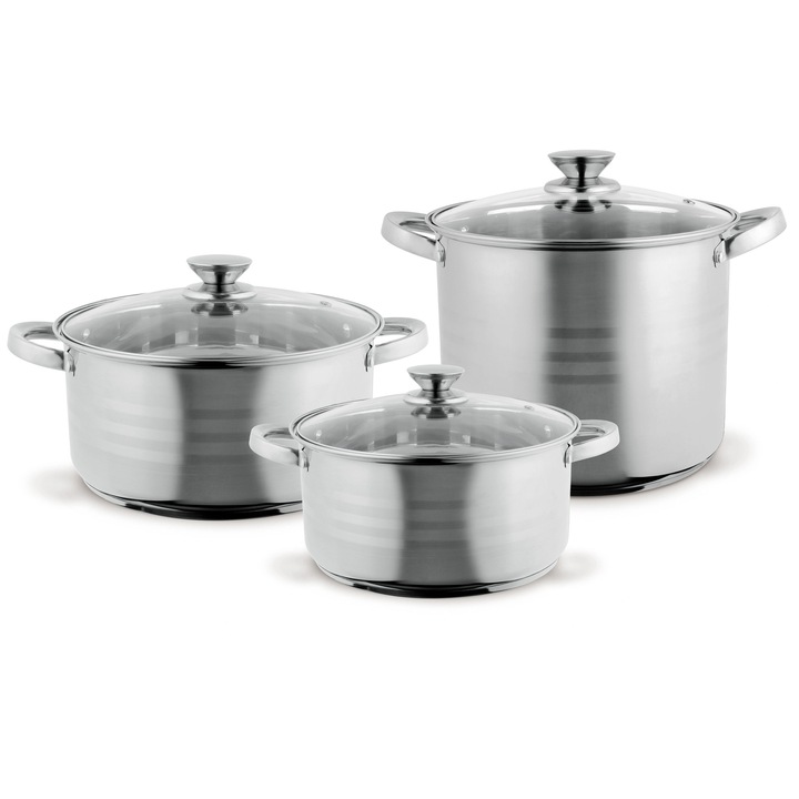 TOO LP-7170 prémium rozsdamentes 6 darabos edénykészlet, 7, 2 liter+10 liter+13, 3 liter fazék/lábas+fedők