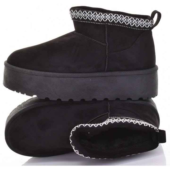 Cizme de zapada dama Martinus, slip-on, izolate, negre, piele ecologica