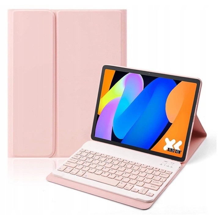 Husa cu tastatura wireless pentru tableta, compatibil cu Lenovo IDEA TAB 11, roz