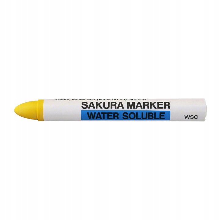 Marker galben Sakura, solubil în apă, 15mm x 125mm, pentru marcaje temporare