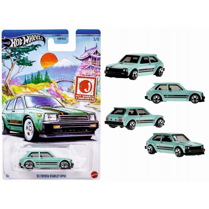 Masinuta Hot Wheels '81 Toyota Starlet KP61 Mattel HRT02