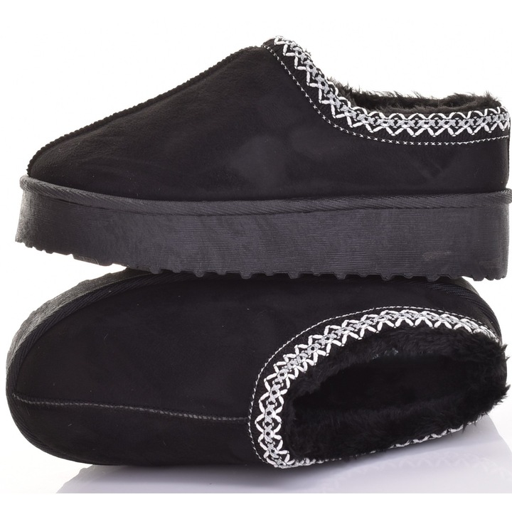 Cizme de iarna pentru femei, Martinus, negre, cu platforma, din piele ecologica, captusite cu blana, 39 EU