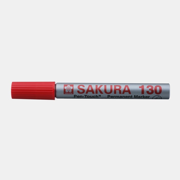 Marker permanent Sakura Pen-Touch 130, rosu, varf rotund, 1.2mm, 142mm